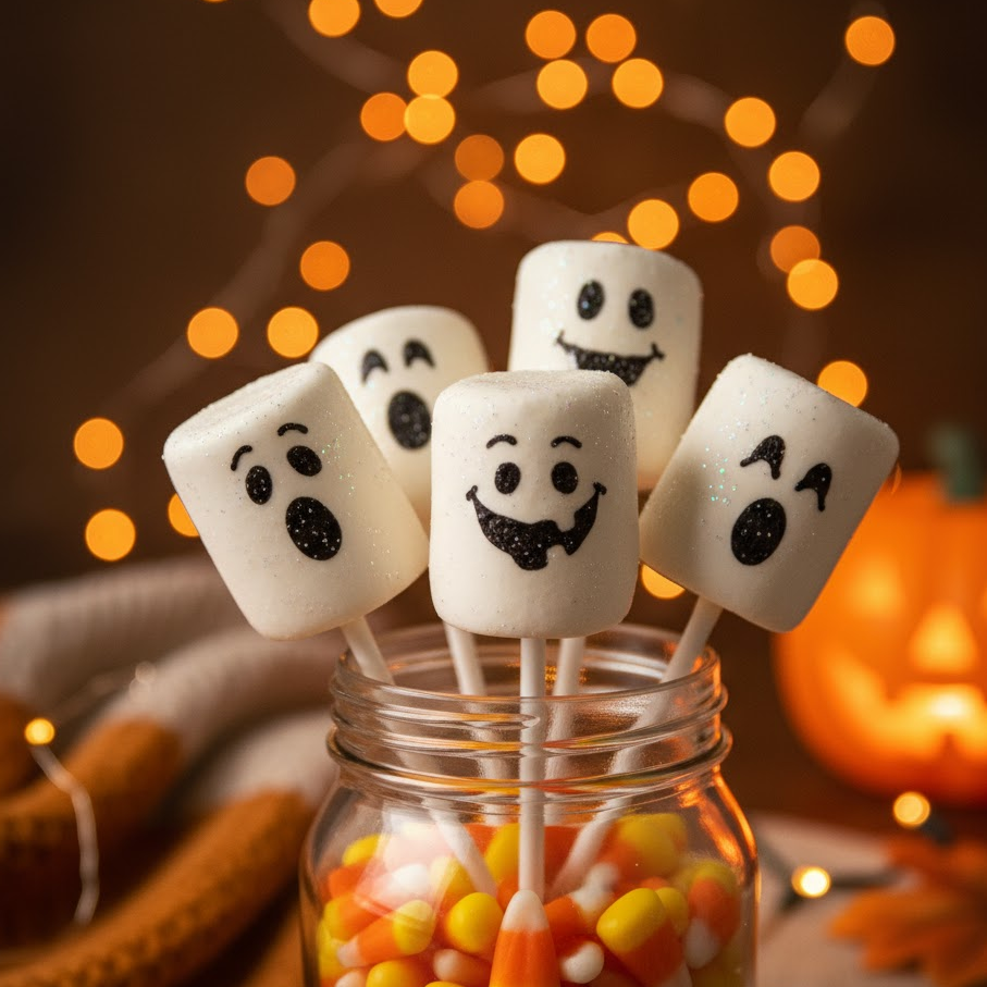 Ghostly Marshmallow Pops