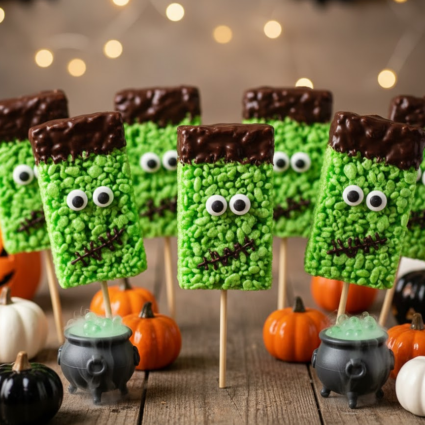 Frankenstein Rice Krispies Treats