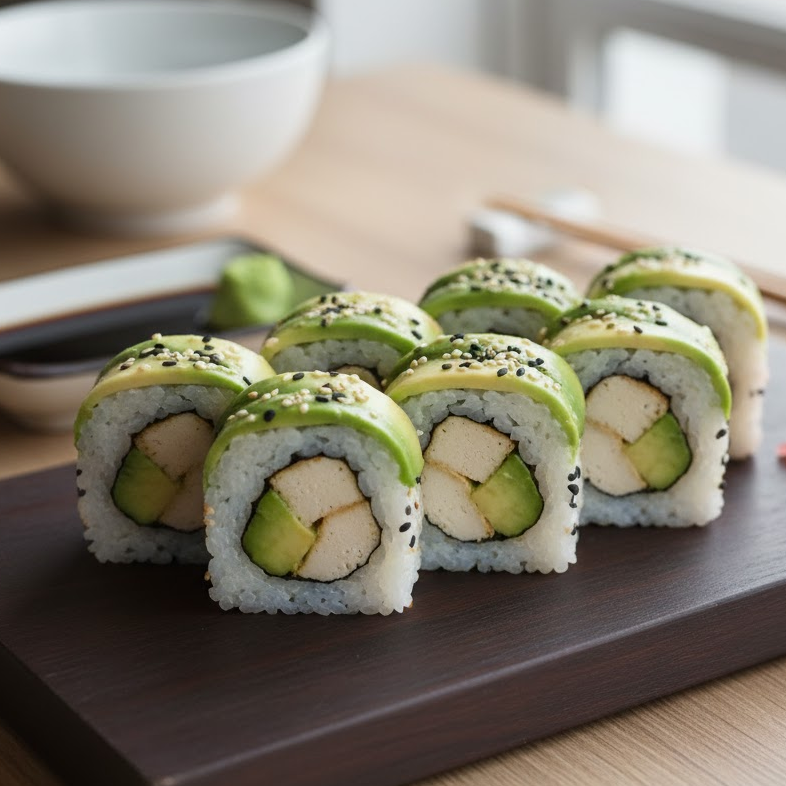Tofu and Avocado Sushi Rolls