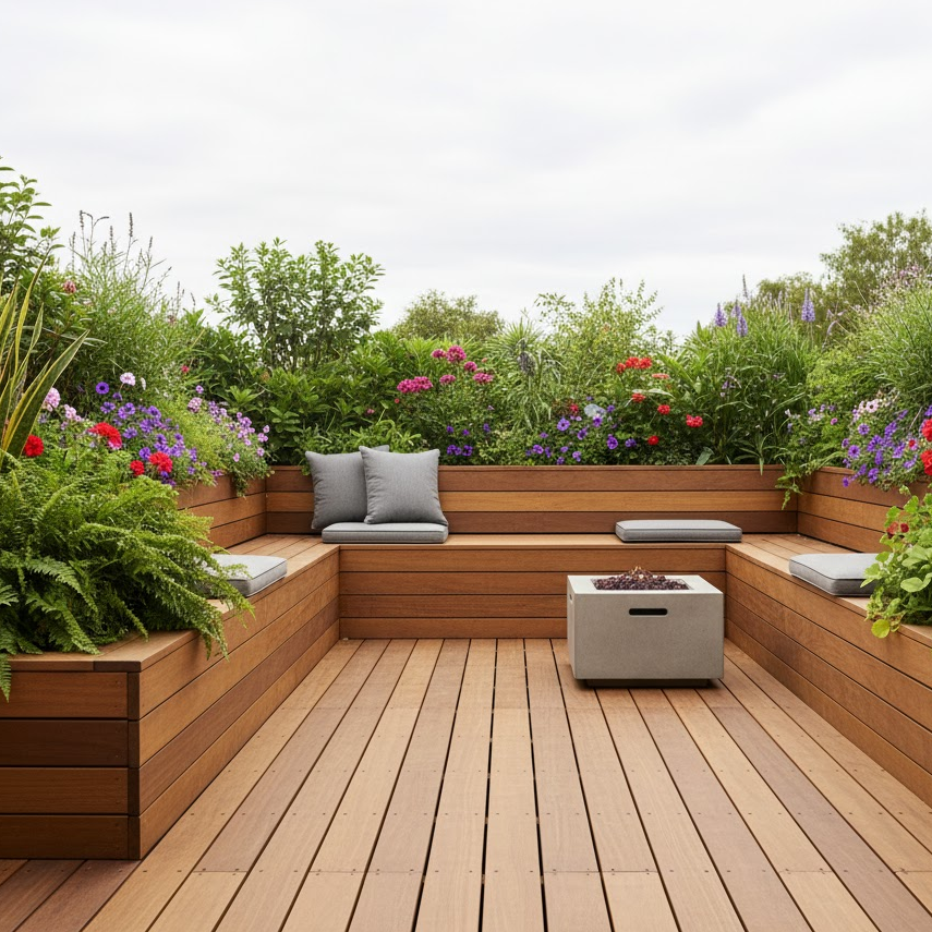  Built In Benches with Planters