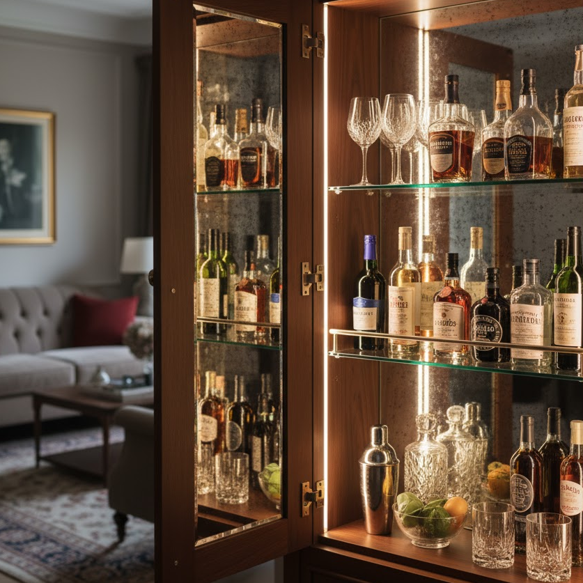 Hidden Mini Bar Behind Doors