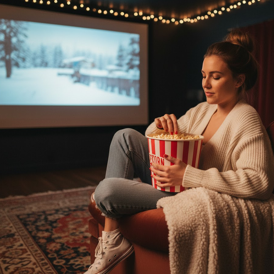 Casual movie date outfit with jeans and cardigan for a relaxed first date look.
