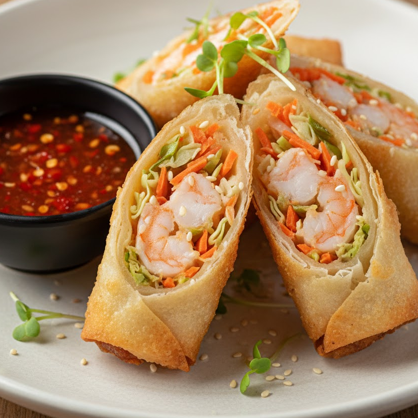 shrimp-and-veggie-egg-rolls-crispy-garlic-ginger-vegetables-seafood