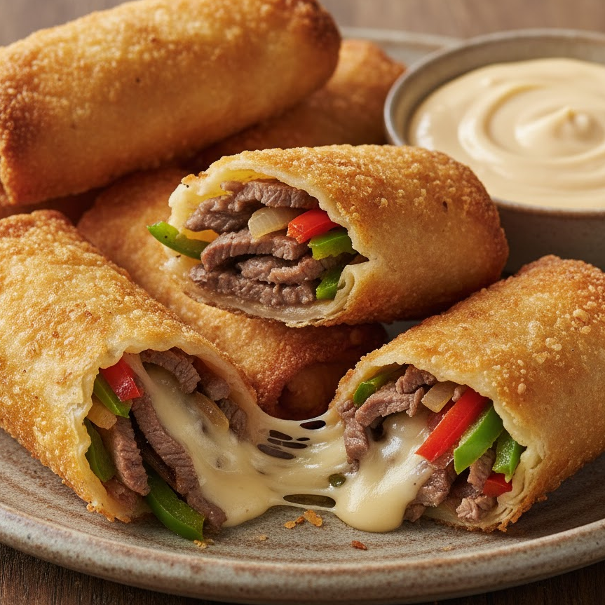 philly-cheesesteak-egg-rolls-beef-onions-bell-peppers-melted-cheese