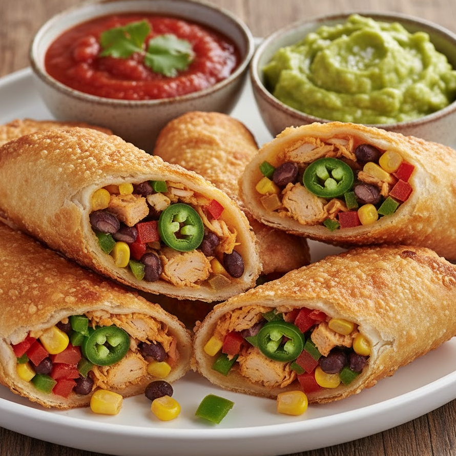 mexican-egg-rolls-chicken-beans-corn-cheese-jalapenos-crispy