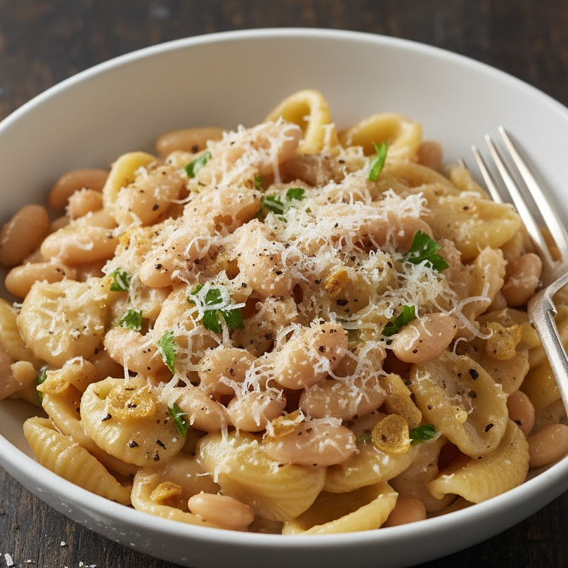 white-bean-garlic-pasta-creamy-flavorful