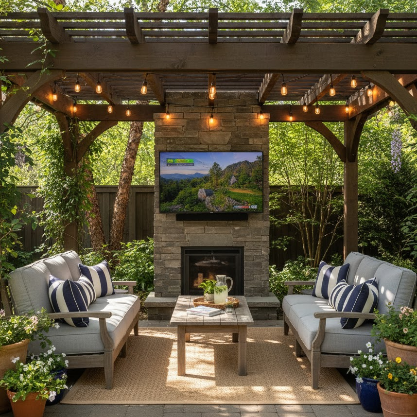 pergola-gazebo-tv-setup