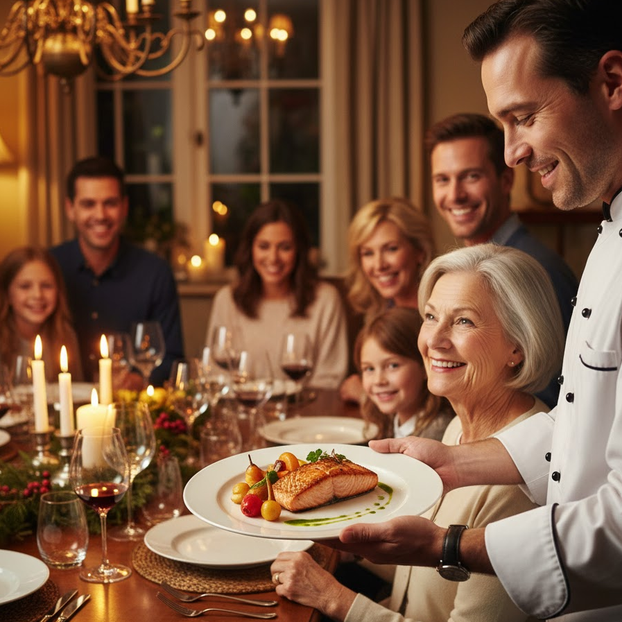 Private-Chef-Experience-Mom-70th-Birthday-Gift-Gourmet-Dining-At-Home-Luxury-Meal-Family-Celebration-Personal-Chef