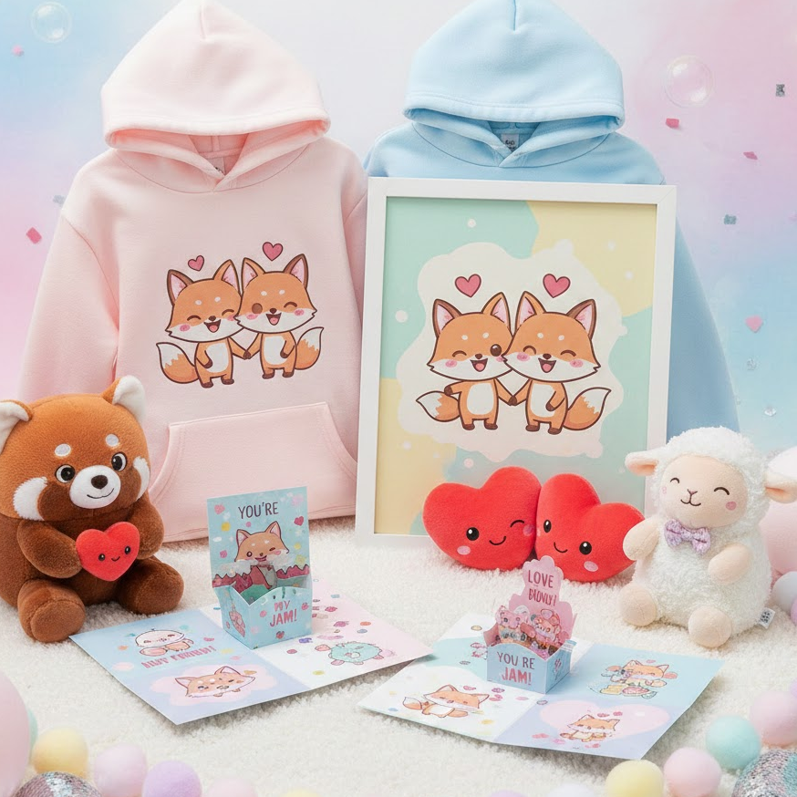 cute-and-playful-valentine-gifts-matching-hoodies-cartoon-portrait-plush-pop-up-cards