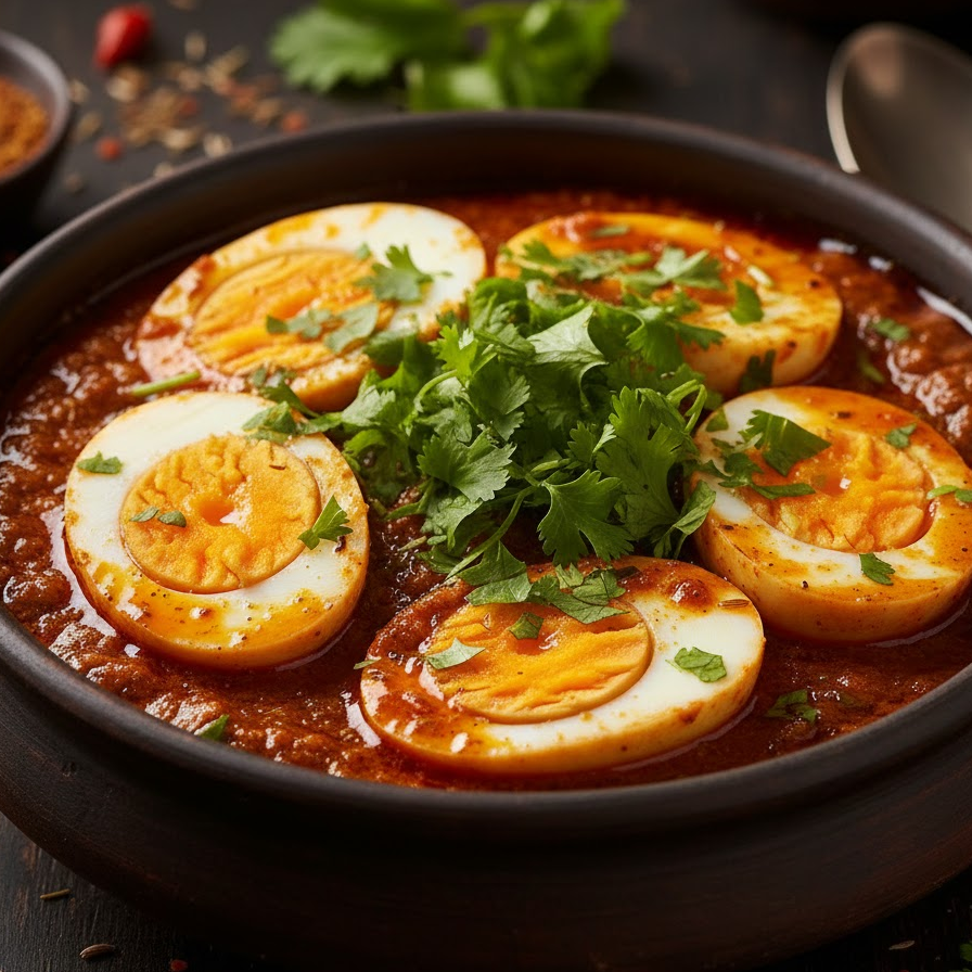 spicy-egg-curry-in-bowl-garnished-with-fresh-coriander