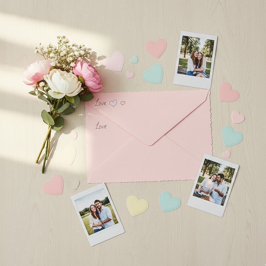 cute-pastel-love-letter-flat-lay-for-girlfriend-heart-stickers-flowers-polaroid-photos-soft-light