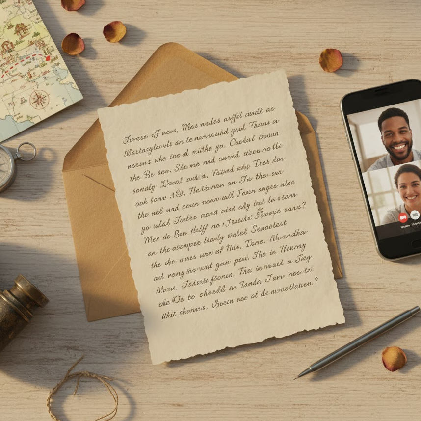 long-distance-love-letter-flat-lay-map-dotted-line-phone-video-call-envelope-emotional-theme