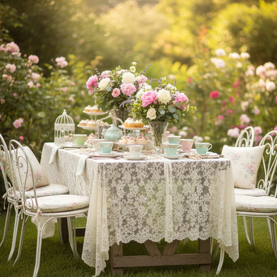 vintage-tea-party-garden-decor-lace-table-pastel-crockery-floral-setup