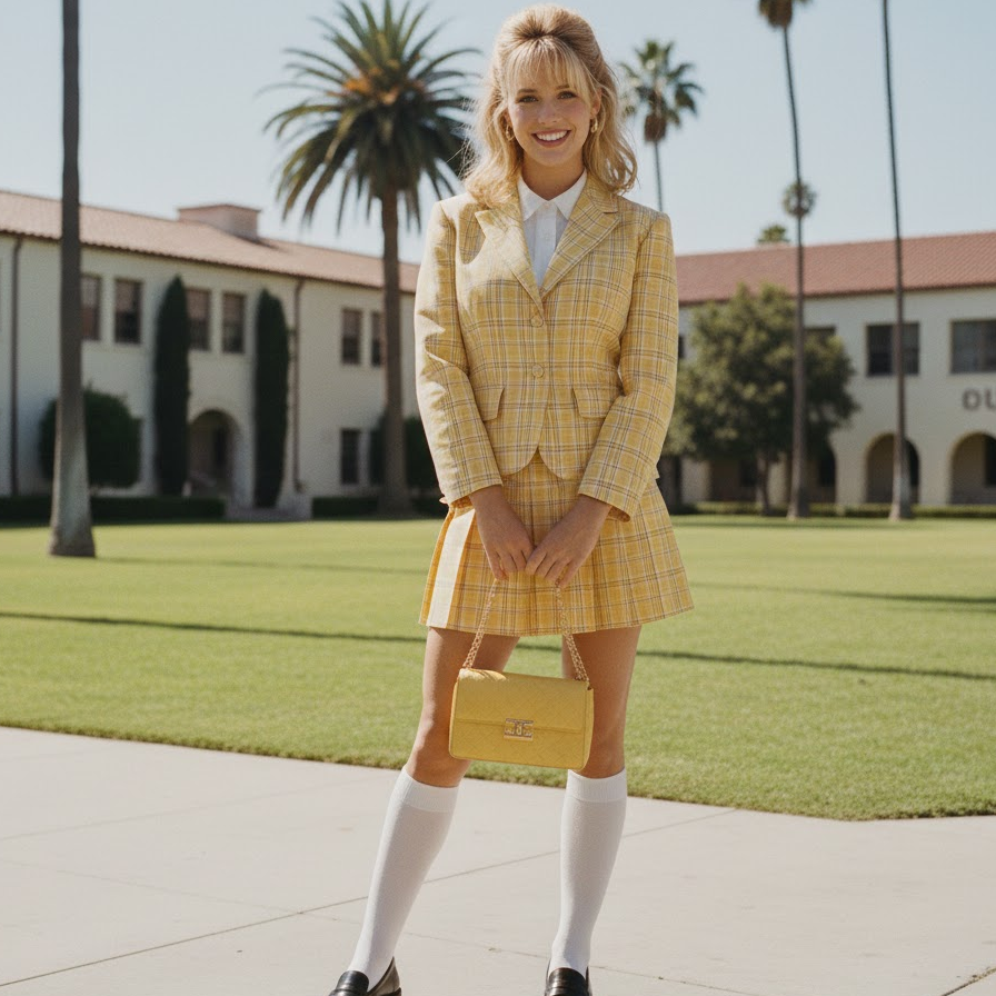 90s-cher-horowitz-clueless-yellow-plaid-skirt-blazer-knee-socks-loafers