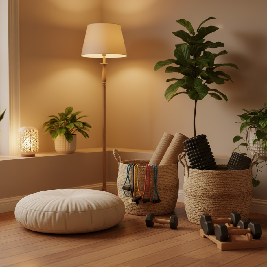 cozy-home-gym-beige-warm-wood-soft-lighting