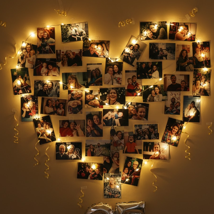 birthday-photo-wall-memory-display-with-lights