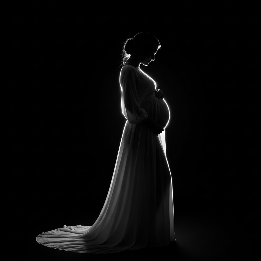 maternity-silhouette-studio-black-background-artistic-pregnant-outline