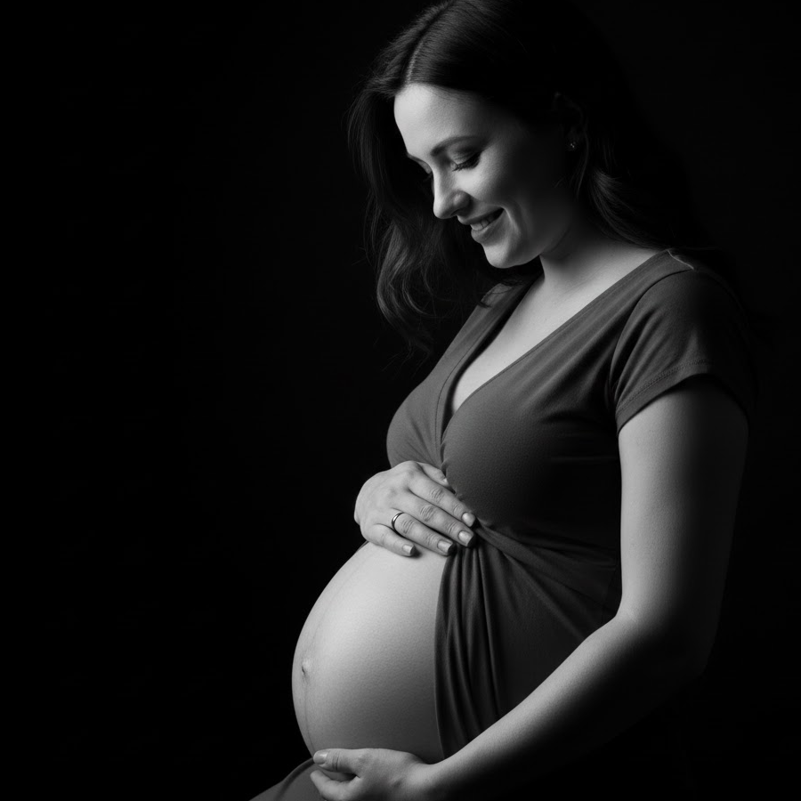 black-and-white-maternity-photo-pregnant-woman-emotional-monochrome-style