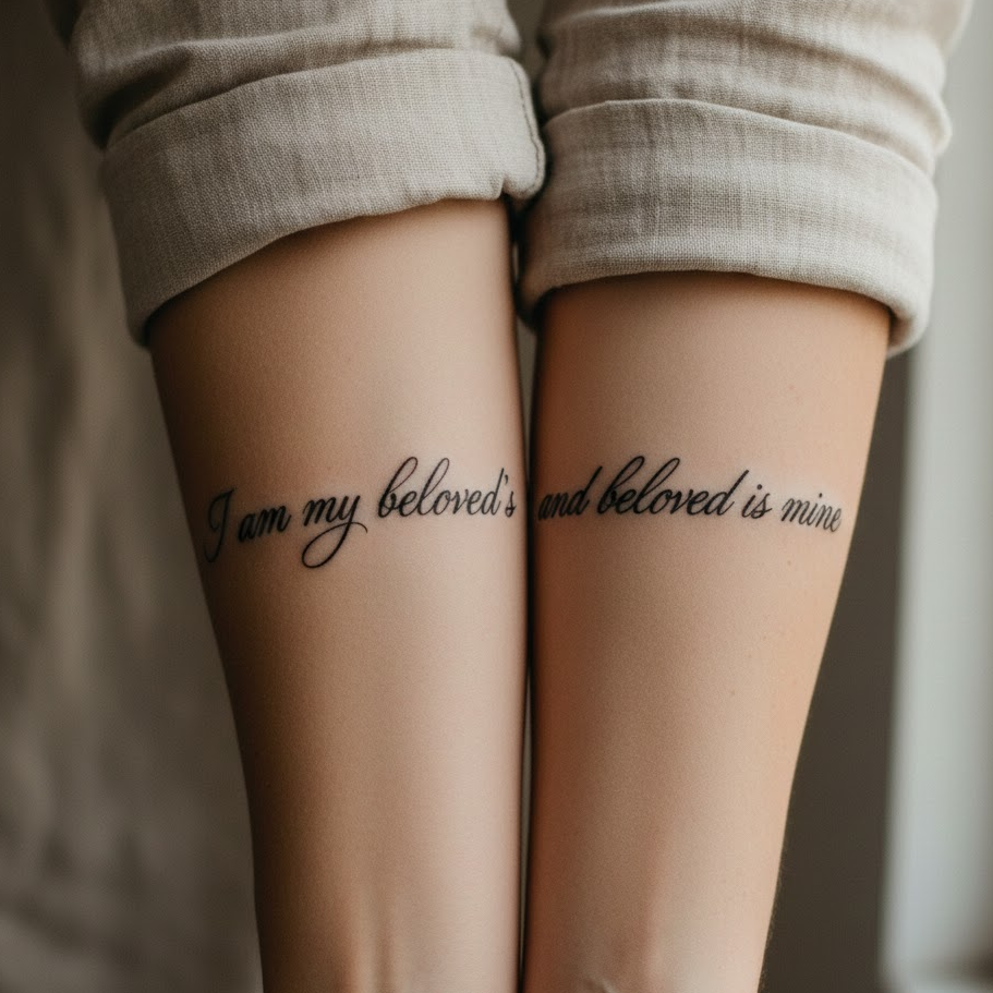 matching-quote-word-tattoo-hand-script