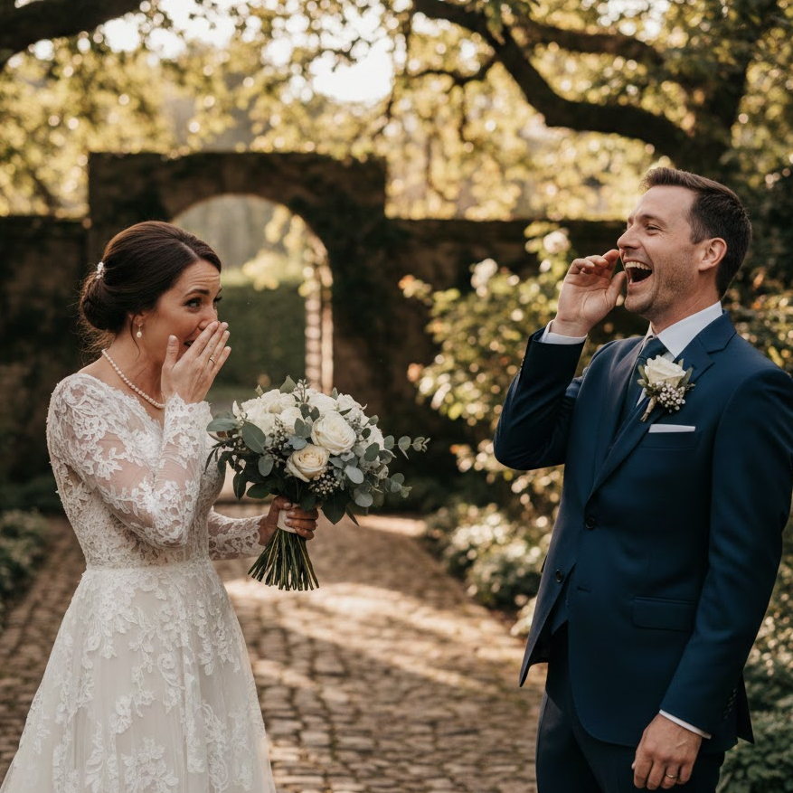 bride-groom-first-look-emotional-candid-wedding-photo-garden