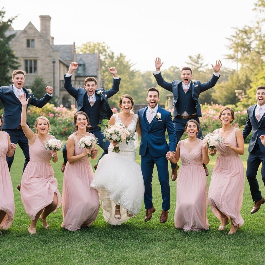 fun-bridal-party-poses-jumping-laughing-wedding