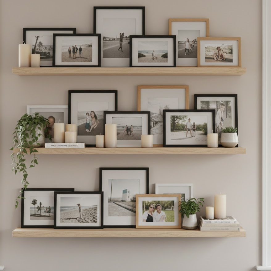 floating-shelf-photo-display-minimal-cozy-decor-layered-wall-arrangement