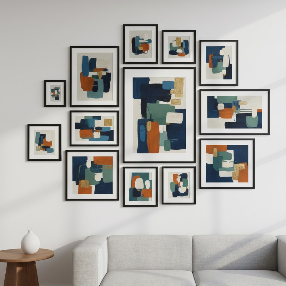 theme-based-photo-wall-cohesive-display-matching-frames-organized-design