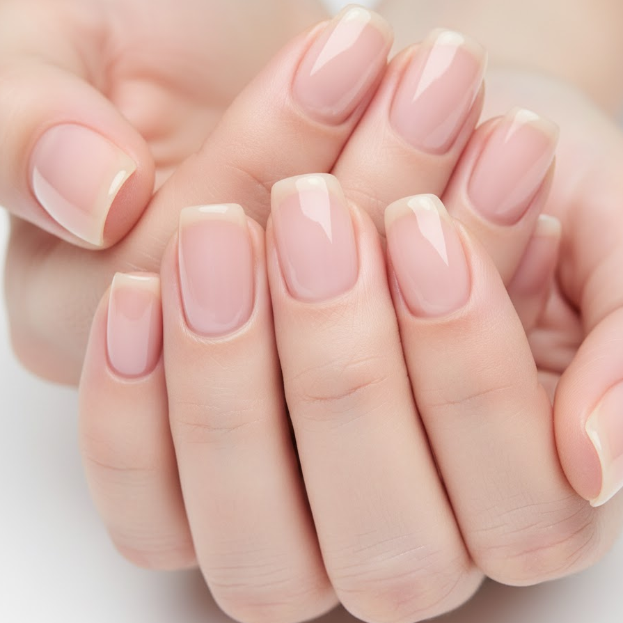 glossy-clear-nails-natural-fresh-clean-simple-manicure