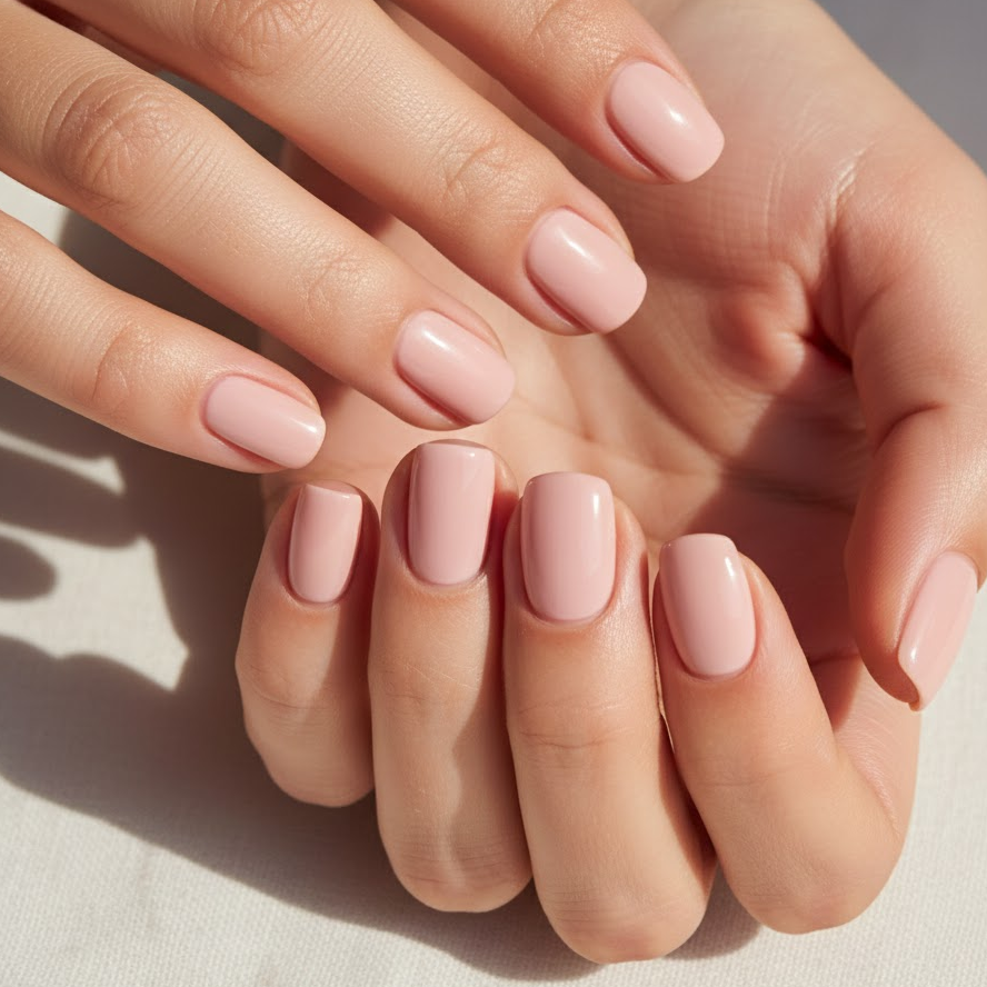 soft-pink-nails-natural-glow-feminine-simple-look