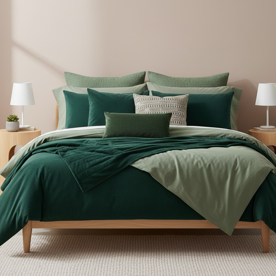 green-textured-bedding-bedroom