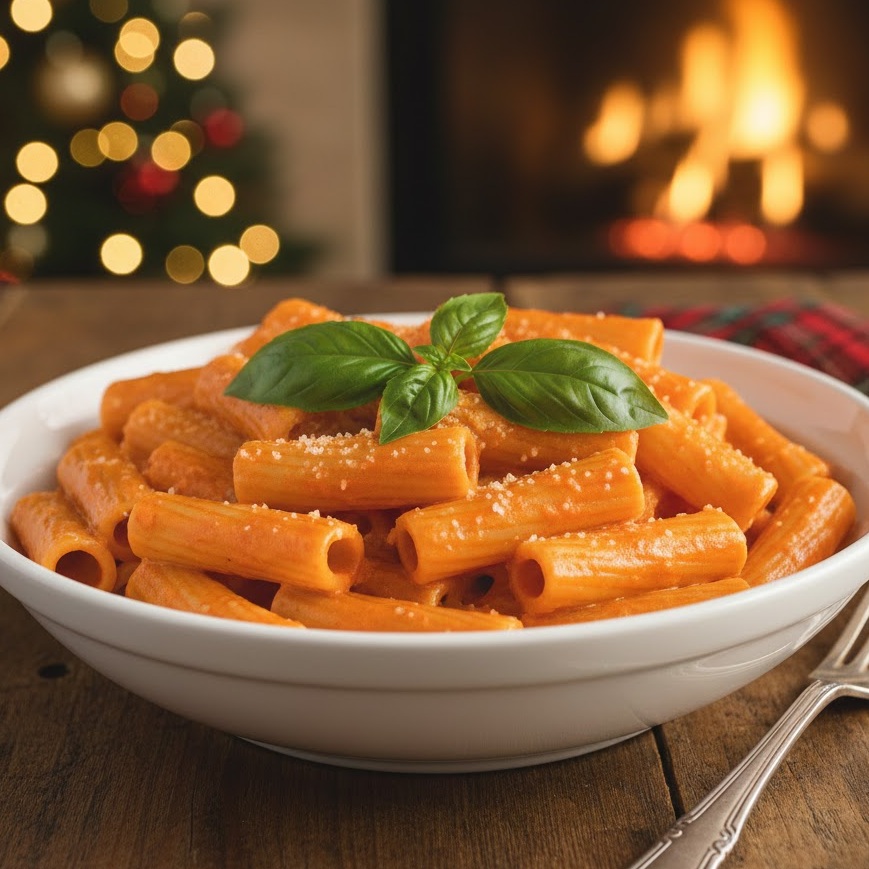 creamy-tomato-pasta-with-basil-festive-table
