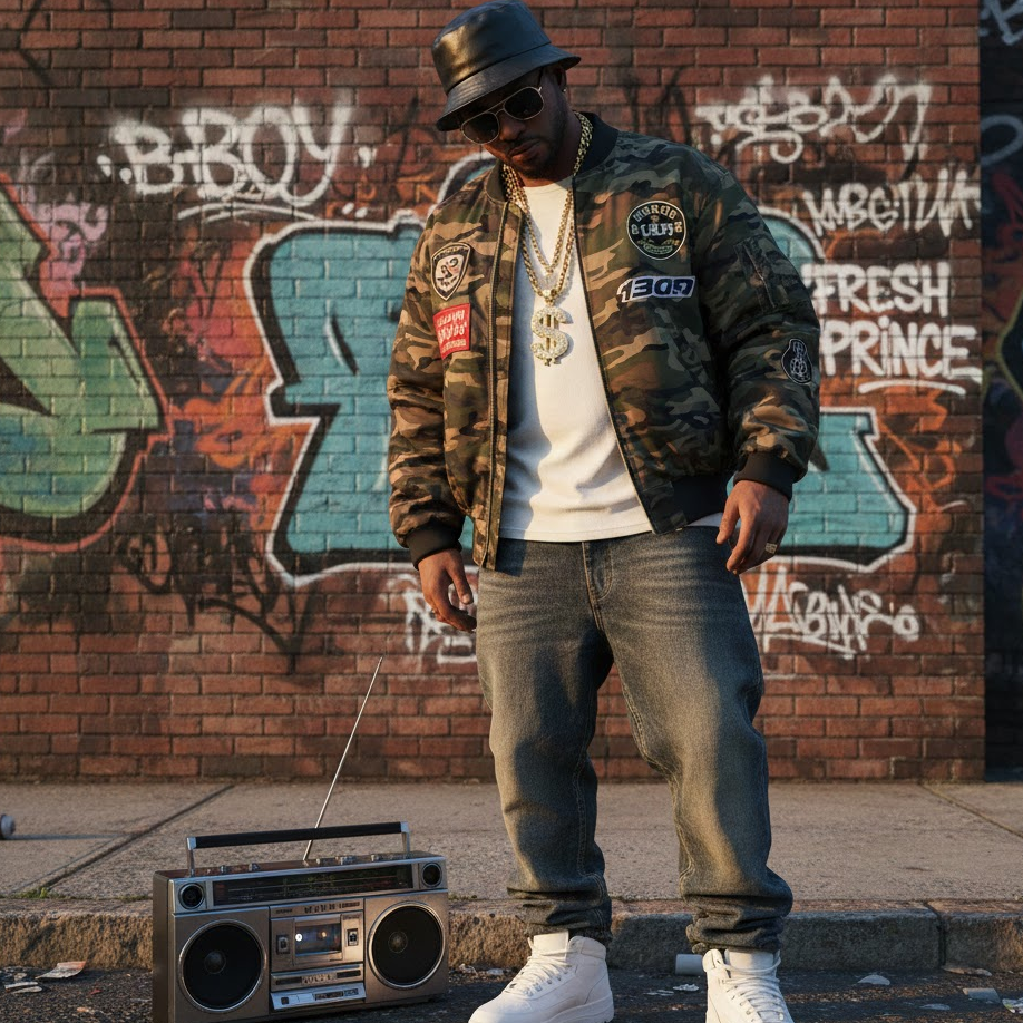 90s-hip-hop-streetwear-baggy-jeans-oversized-tee-gold-chain