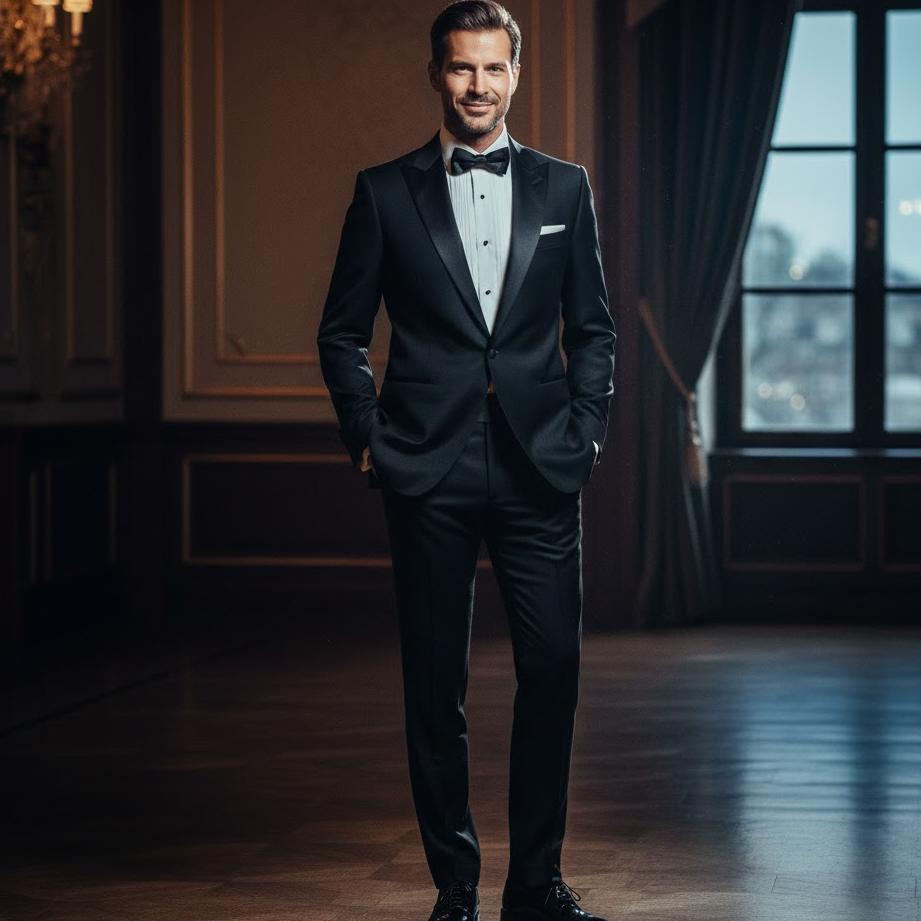 classic-black-tuxedo-groom-elegant-wedding-outfit-timeless-formal-wear