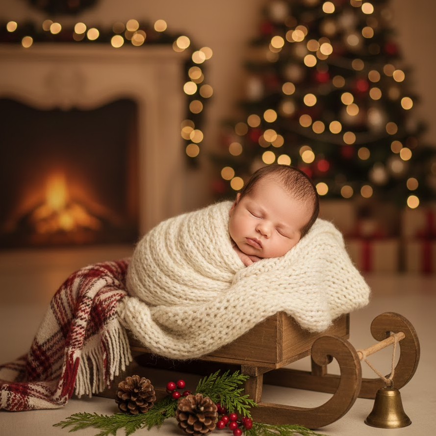 seasonal-holiday-newborn-photoshoot-christmas-autumn-soft-light-cozy-festive