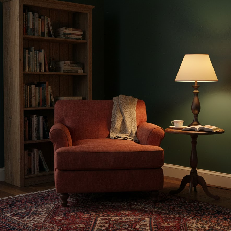 cozy-corner-library-small-bookshelf-armchair-warm-lamp-soft-reading-space