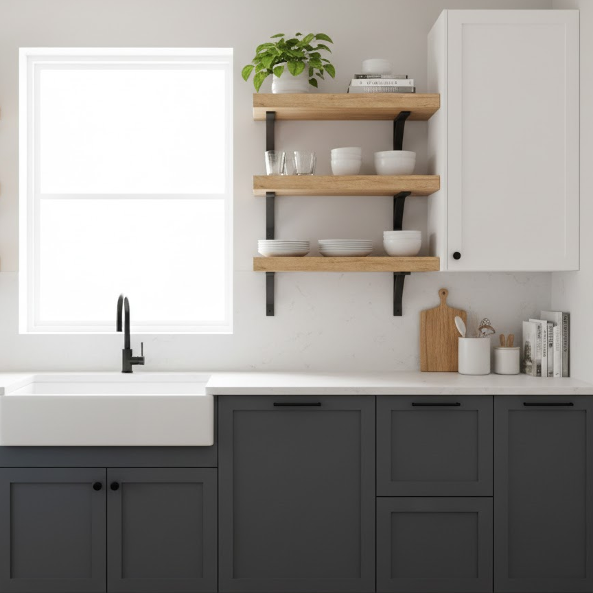 contemporary-kitchen-open-shelving-wood-accents-styled-display