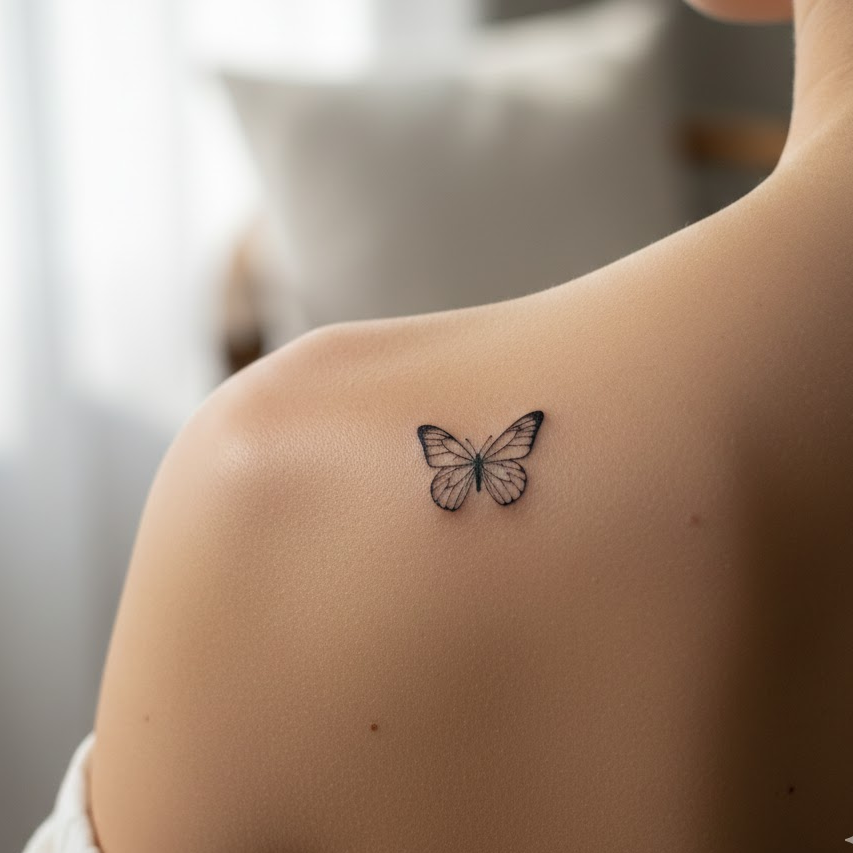 tiny-butterfly-outline-tattoo-shoulder-minimal-feminine-small-tattoo-idea