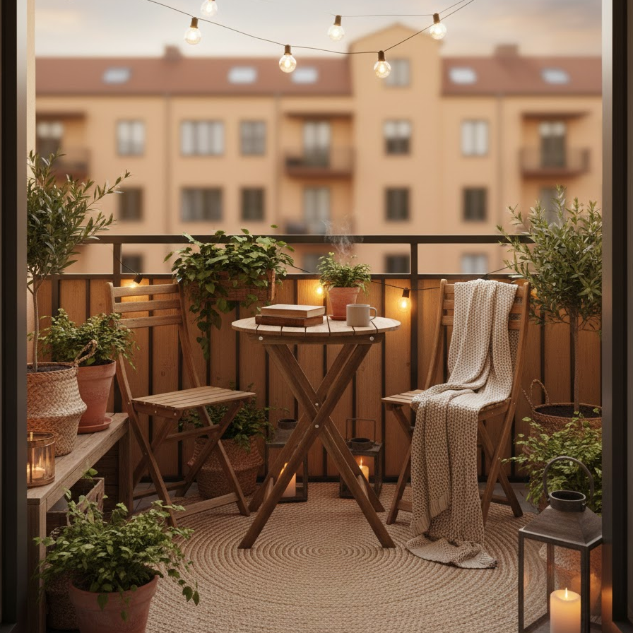 rustic-balcony-look-wooden-furniture-earthy-tones-jute-rug-cozy-style