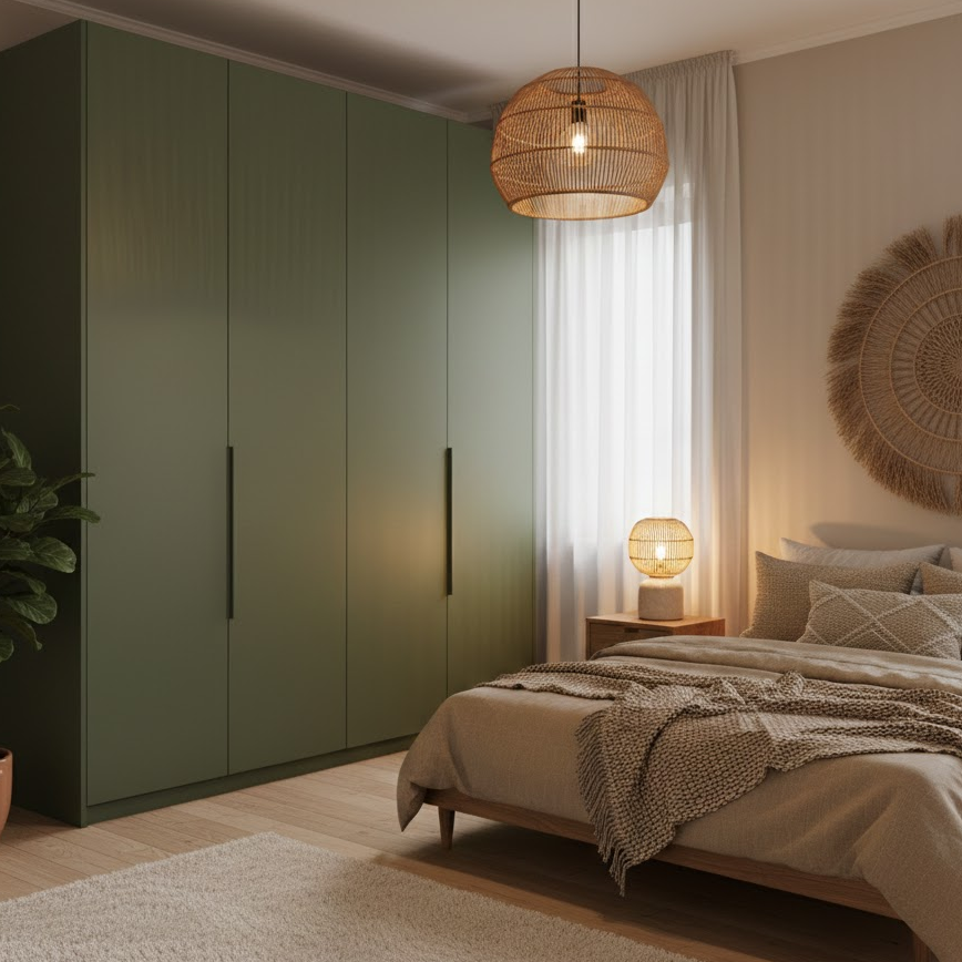 green-wardrobe-colours-sage-olive-natural-bedroom-style