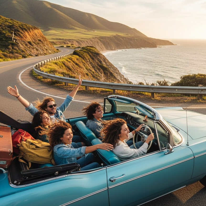 friends-road-trip-holiday-scenic-drive-travel-freedom-adventure