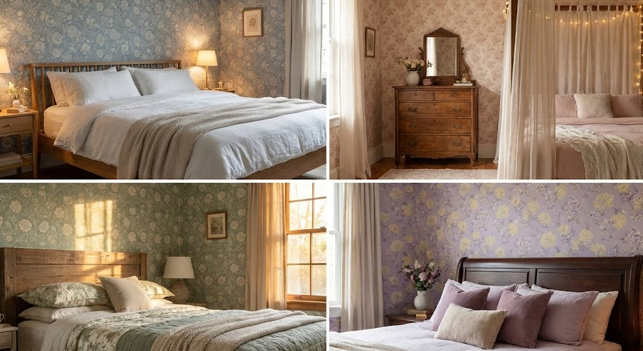 floral-wallpaper-bedroom-soft-romantic-interior-cozy-sleeping-space