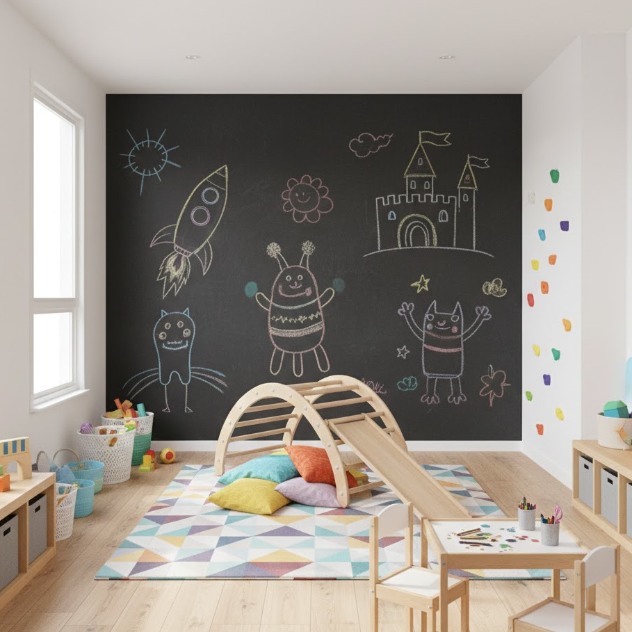 kids-play-area-chalkboard-climbing-frame-soft-mat-creative-zone