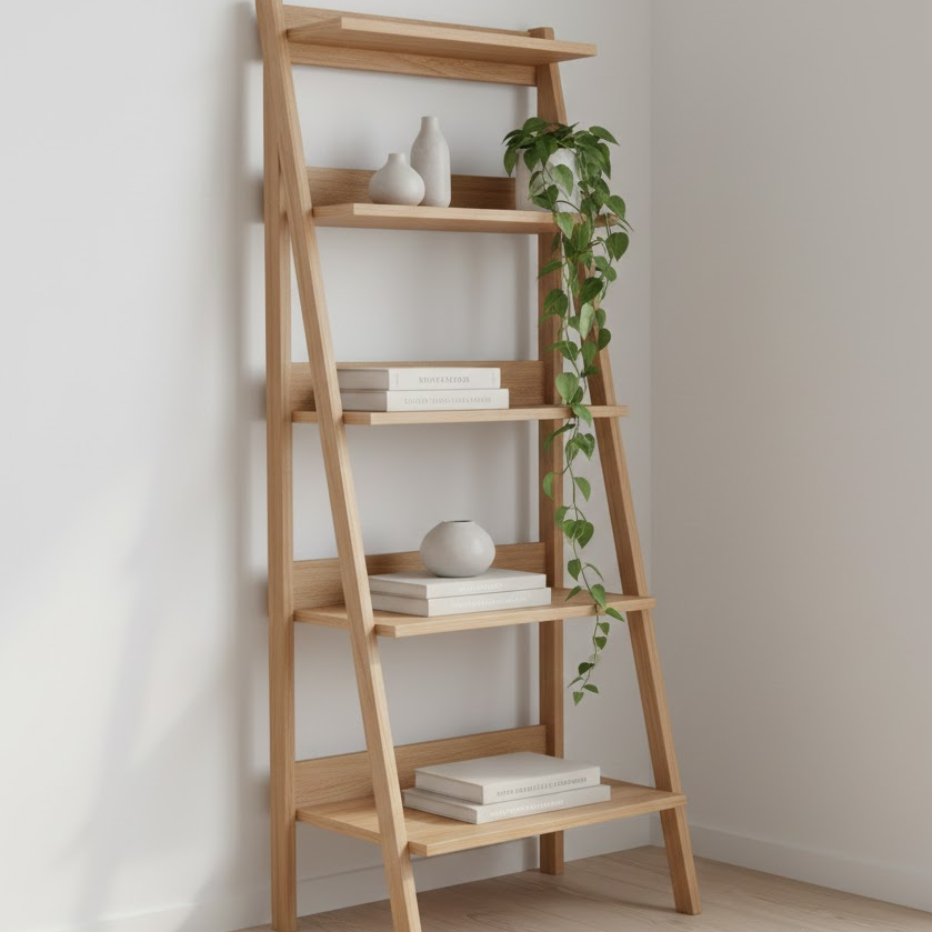 ladder-style-shelf-bedroom-minimal-decor