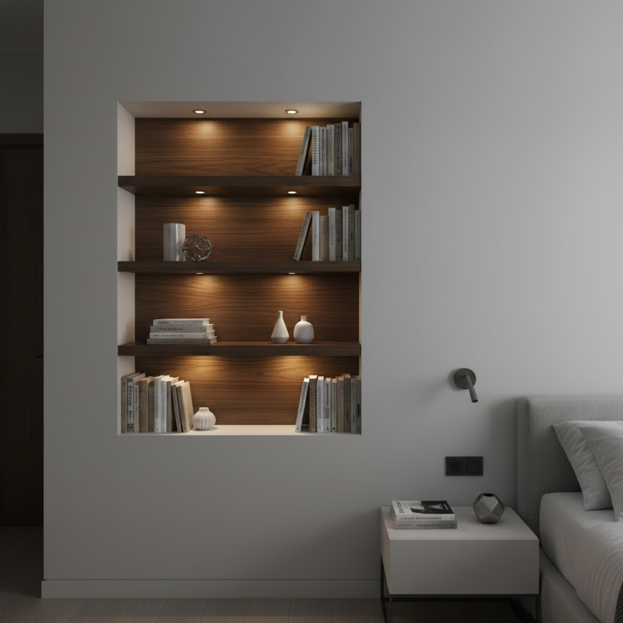 built-in-niche-bookshelf-bedroom-elegant