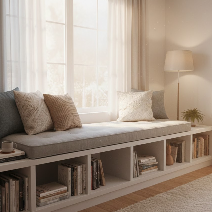 bookshelf-with-seating-bench-bedroom-cozy