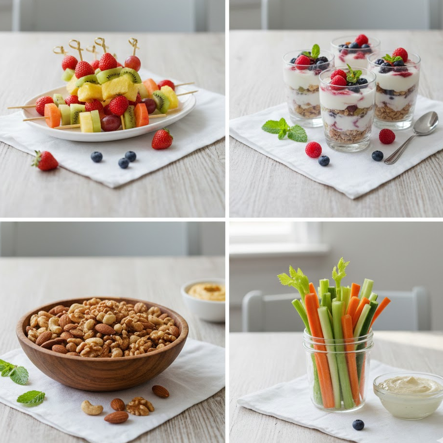 healthy-tea-party-snacks-fruit-skewers-yogurt-parfait