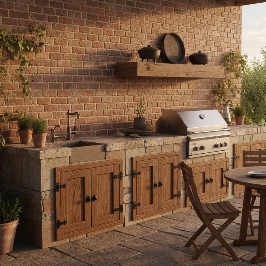 rustic-outdoor-kitchen-wood-brick-natural-materials